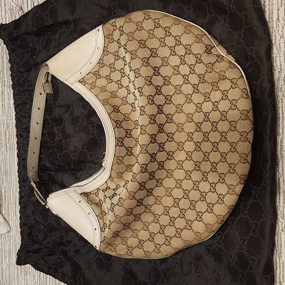Gucci shoulder hobo bag white and fabric